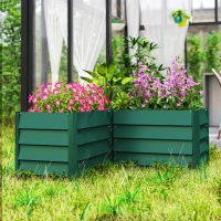 Outsunny 45" x 45" x 17" L-Shaped Galvanized Steel Raised Garden Bed for Vegetables, Flowers, Herbs, Green(m-9)