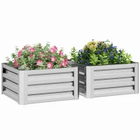 Outsunny 2' x 2' x 1' 2-Pieces Raised Garden Bed with Galvanised Steel Frame for Vegetables, Flowers, Herbs, Silver(m-11)