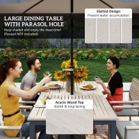 Outsunny 7 Pieces Wicker Outdoor Furniture Set, Rattan Patio Dining Set with Cushions, Umbrella Hole for Garden Backyard, Grey(m-5)