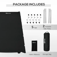 Outsunny Lightweight Camping Cot, Aluminium Portable Folding Bed w/ Strong Support 331 lbs and Carry Bag for Camping, Black(m-6)