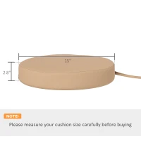 Outsunny Patio Chair Cushions Set of 4 Round Seat Cushions for Dining Bistro Chairs Machine Washable, 15" x 15" x 3", Khaki(m-3)