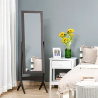 HOMCOM Full Length Mirror, Free Standing Full Body Mirror with Rectangular Frame, Adjustable Angle for Dressing Room, Bedroom, Living Room, Dark Brown(m-8)