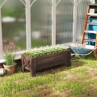 Outsunny 3.3 x 1.2 x 1.2 ft Garden Raised Bed Planter Grow Containers for Outdoor Patio Plant Flower Vegetable Pot, Carbonized(m-7)