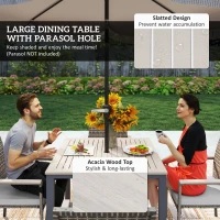 Outsunny 5 Pieces Wicker Outdoor Furniture Set, Rattan Patio Dining Set with Cushions, Umbrella Hole for Garden Backyard, Grey(m-5)