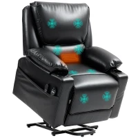 HOMCOM Power Lift Chair for Elderly, Faux Leather Recliner Sofa with Vibration Massage and Heat, Remote, Side Pockets, Black(m-11)