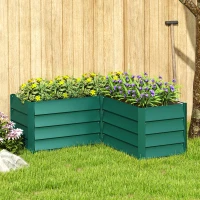 Outsunny 45" x 45" x 17" L-Shaped Galvanized Steel Raised Garden Bed for Vegetables, Flowers, Herbs, Green(m-10)
