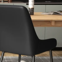 HOMCOM Modern Dining Chairs PU Leather Metal Legs Set of 4 Kitchen Chairs Living Room Quality Design Mid-Class Black(m-10)