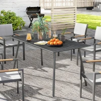 Outsunny Rectangle Patio Dining Table for 6 Person, Metal Steel Slat Outdoor Table, for Lawn, Garden, 59" x 31.5" x 29", Grey(m-1)