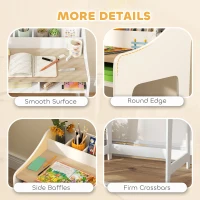 Qaba Kids Desk and Chair Set with Storage and Shelves, for Bedroom & Study Room, Gift for 3-8 Years Old, Natural Wood(m-7)