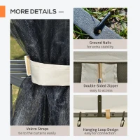 Outsunny 12' x 10' Outdoor Patio Gazebo Canopy with Double Tier Roof, Removable Mesh Sidewalls, Triangular Display Shelves, Beige(m-5)