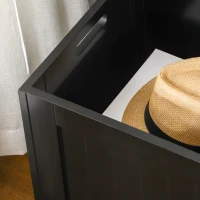 HOMCOM Large Storage Box Storage Trunk Cabinet Container with Lid and 2 Safety Hinges, Black(m-9)