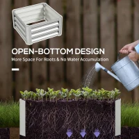 Outsunny 2' x 2' x 1' 2-Pieces Raised Garden Bed with Galvanised Steel Frame for Vegetables, Flowers, Herbs, Silver(m-6)