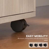 HOMCOM 24" Small Filing Cabinet with Open Compartment, Drawer and Wheels, Home Office Storage Cabinet, Oak(m-6)