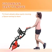 Soozier 3 in 1 Folding Exercise Bike, Foldable Stationary Bike with 8-Level Magnetic Resistance, Adjustable Seat, Red(m-9)