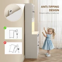 HOMCOM Tall Kitchen Pantry with LED Light, Freestanding Storage Cabinet with Hutch, Shelves, Drawer, Doors, White(m-7)