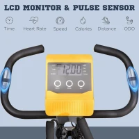 Soozier 3 in 1 Folding Exercise Bike, Foldable Stationary Bike with 8-Level Magnetic Resistance, Adjustable Seat, Yellow(m-4)