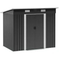 Outsunny 7'x 4' Metal Patio Storage Shed Garden Lockable Shed Tool Utility Storage Unit, Light Black(m-11)