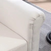 HOMCOM Vintage Loveseat, Upholstered Love Seat Furniture, Chenille-feel Fabric 2 Seater Sofa Couch with Rolled Arms, Gourd-Shaped Rubber Wood Legs for Living Room, Cream White(m-9)