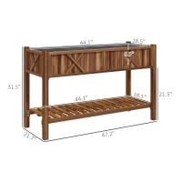 Outsunny Raised Garden Bed, 47 x 22 x 31.5 in Elevated Wood Planter Box with Storage Shelf, Drainage Holes and Liner, Carbonized(m-3)