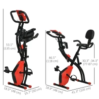 Soozier 3 in 1 Folding Exercise Bike, Foldable Stationary Bike with 8-Level Magnetic Resistance, Adjustable Seat, Red(m-3)