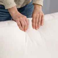 HOMCOM Vintage Loveseat, Upholstered Love Seat Furniture, Chenille-feel Fabric 2 Seater Sofa Couch with Rolled Arms, Gourd-Shaped Rubber Wood Legs for Living Room, Cream White(m-10)