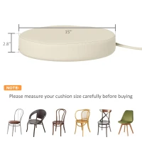 Outsunny Patio Chair Cushions Set of 4 Round Seat Cushions for Dining Bistro Chairs Machine Washable, 15" x 15" x 3", Cream White(m-3)