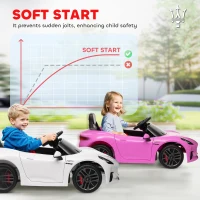 Qaba 12V Maserati Gran Turismo Licensed Kids Electric Car w/ Remote Control, Soft Start, LED Lights, Music, Horn, MP3, White(m-10)