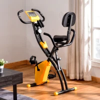 Soozier 3 in 1 Folding Exercise Bike, Foldable Stationary Bike with 8-Level Magnetic Resistance, Adjustable Seat, Yellow(m-1)