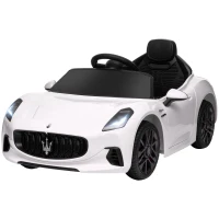 Qaba 12V Maserati Gran Turismo Licensed Kids Electric Car w/ Remote Control, Soft Start, LED Lights, Music, Horn, MP3, White(m-2)