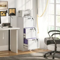 HOMCOM Vertical Filing Cabinet with 3 Drawers, Lock, File Cabinet for Home Office, A4 and Letter Size Files, White(m-8)