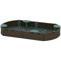 Outsunny Kids Outdoor Sandbox with Cover Garden Bed Sand Pit, Easy Assembly Children's Oval Sandbox for Backyard, Brown, 72" x 41.25" x 8.75"(m-11)
