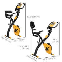Soozier 3 in 1 Folding Exercise Bike, Foldable Stationary Bike with 8-Level Magnetic Resistance, Adjustable Seat, Yellow(m-3)