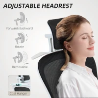 HOMCOM Mesh Office Chair, Ergonomic Desk Chair with Flip-up Armrest, Rotatable Headrest, Adjustable Lumbar Support, Black(m-6)