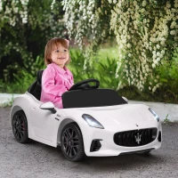Qaba 12V Maserati Gran Turismo Licensed Kids Electric Car w/ Remote Control, Soft Start, LED Lights, Music, Horn, MP3, White(m-8)