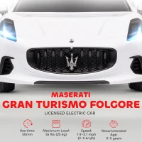 Qaba 12V Maserati Gran Turismo Licensed Kids Electric Car w/ Remote Control, Soft Start, LED Lights, Music, Horn, MP3, White(m-4)