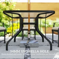 Outsunny Tempered Glass Square Patio Dining Table w/ 2.1" Umbrella Hole for Garden, Balcony, Backyard, 38" x 38" x 28"(m-5)