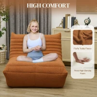 HOMCOM Bean Bag Chair for Adults, Giant Fireside Chair, Bean Bag Sofa with High Density Foam for Living Room, Brown(m-4)