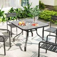 Outsunny Tempered Glass Square Patio Dining Table w/ 2.1" Umbrella Hole for Garden, Balcony, Backyard, 38" x 38" x 28"(m-8)