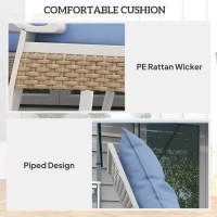 Outsunny 4-Piece Patio Furniture Set with Rocking Chairs & Loveseat, Coffee Table, Cushions for Backyard, Lawn and Pool, Blue(m-6)