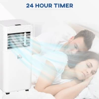 HOMCOM 8000 BTU Portable Air Conditioner with Fan & Dehumidifier Mode, Quiet AC Unit with Remote Control, 24-Hour Timer, White(m-10)