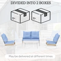 Outsunny 4-Piece Patio Furniture Set with Rocking Chairs & Loveseat, Coffee Table, Cushions for Backyard, Lawn and Pool, Blue(m-7)