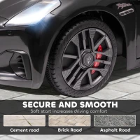 Qaba 12V Maserati Gran Turismo Licensed Kids Electric Car w/ Remote Control, Soft Start, LED Lights, Music, Horn, MP3, Black(m-6)