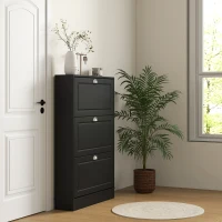 HOMCOM Shoe Cabinet with 3 Flip Drawers, Narrow Shoe Storage Cabinet, Holds 12 Pairs for Entryway, Hallway, Black(m-7)