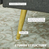 HOMCOM 56" Loveseat Sofa for Bedroom Upholstered 2 Seater Couch with Back Cushions and Pillows, Dark Grey(m-5)