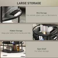 HOMCOM Lift Top Coffee Table, Round Coffee Table with Storage Shelf, Hidden Compartment and Steel Frame, Distressed Dark Grey(m-5)