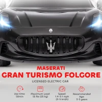 Qaba 12V Maserati Gran Turismo Licensed Kids Electric Car w/ Remote Control, Soft Start, LED Lights, Music, Horn, MP3, Black(m-4)