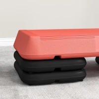 Soozier Adjustable Aerobic Stepper, 3-Level with Risers 4", 6", 8" Exercise Step Platform for Home Gym Fitness Workout, 330lbs Weight Capacity, Red(m-9)