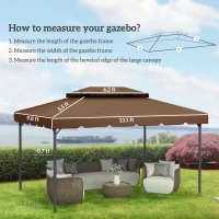 Outsunny Model 84C-101 or 84C-144 13' x 10' Gazebo Replacement Canopy, Gazebo Top with Double Vented Roof (TOP ONLY), Coffee(m-3)