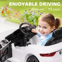 Qaba 12V Maserati Gran Turismo Licensed Kids Electric Car w/ Remote Control, Soft Start, LED Lights, Music, Horn, MP3, White(m-7)