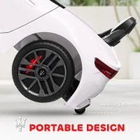 Qaba 12V Maserati Gran Turismo Licensed Kids Electric Car w/ Remote Control, Soft Start, LED Lights, Music, Horn, MP3, White(m-9)